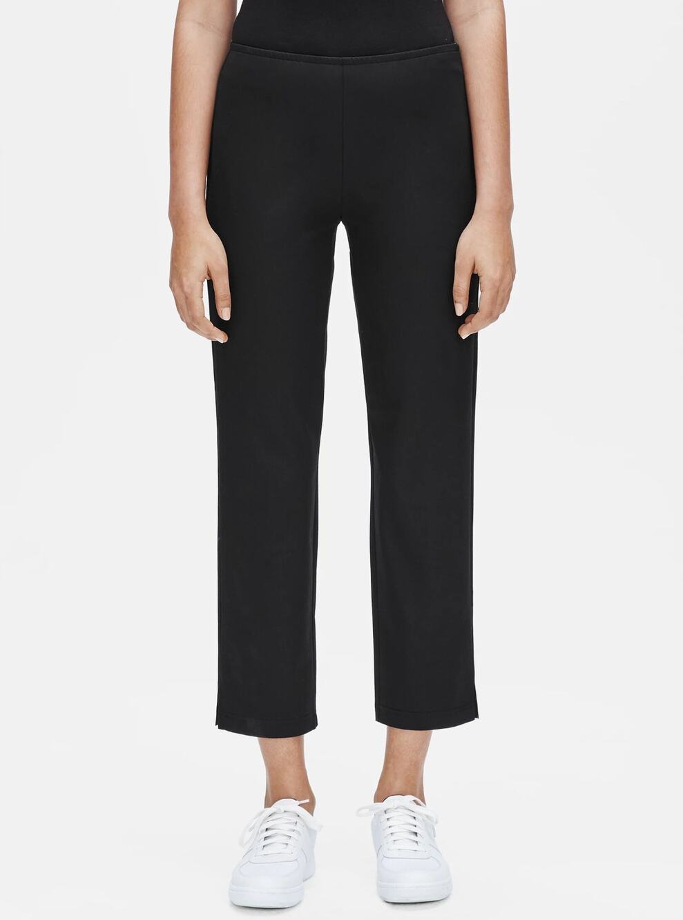 NWT Eileen Fisher Womens Pants 1X Plus Black Organic Cotton Twill Zip Stretch